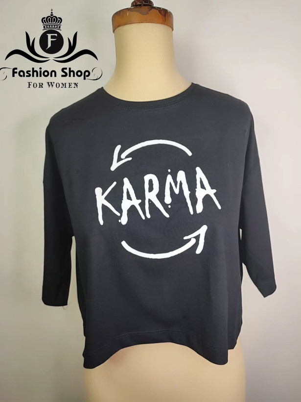 تیشرت باکسی نخی کارما KARMA سایز فری